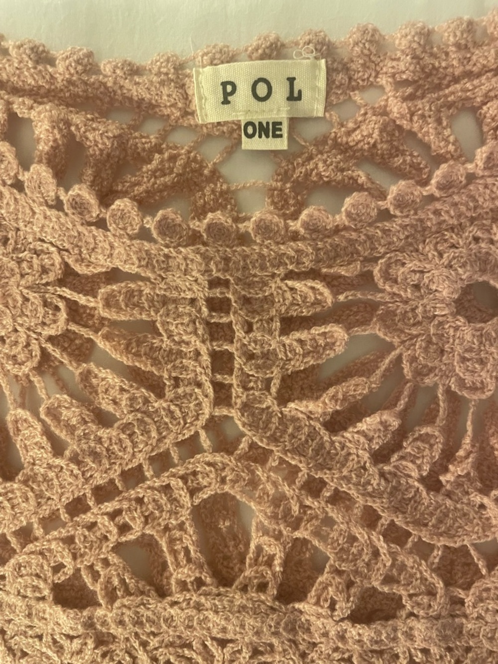 POL Bohemian Crochet Openwork Bracelet Bell‎ Sleeve Short Top Rose Pink One Size - Picture 4 of 11